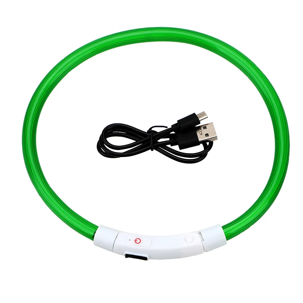 Petspuff USB Rechargeable LED Dog Collar – Glow Safety Light for Night Walks | Cut to Fit