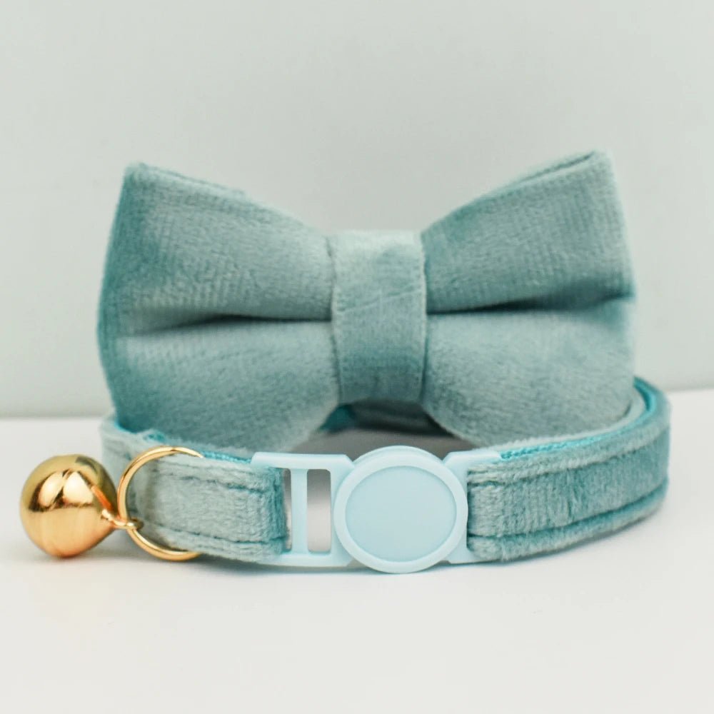 Petspuff Velvet Cat Collar with Bow Tie & Breakaway Safety Buckle – 14 Colours - Petspuff