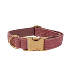 Petspuff Personalised Nude Pink Corduroy Dog Collar & Lead Set – Engraved Name Tag, Bow & Harness