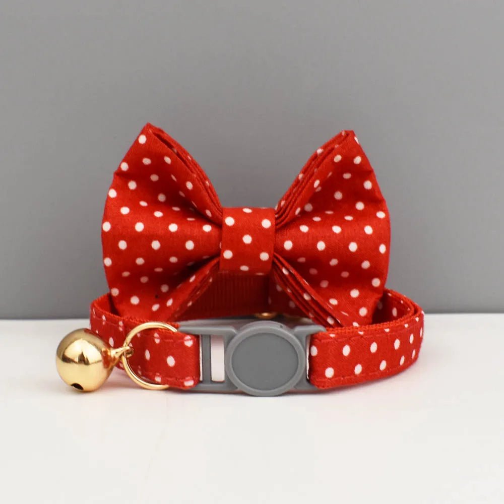 Petspuff Personalised Cat Collar with Bow & Safety Buckle – Engraved Name Tag | Soft Kitten Collar