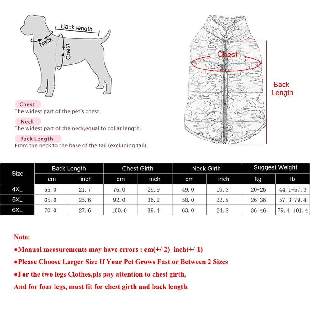 Petspuff Camouflage Fleece Dog Jacket – Windproof Winter Coat with D-Ring | Large Dogs