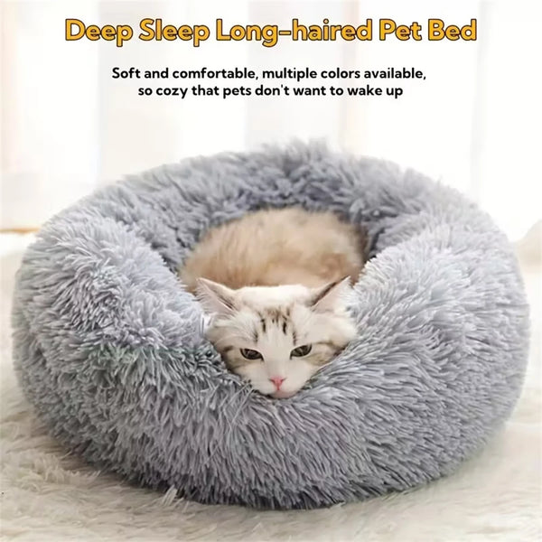 Petspuff Calming Donut Dog Bed – Fluffy Faux Fur Round Bed | Washable, S to XL
