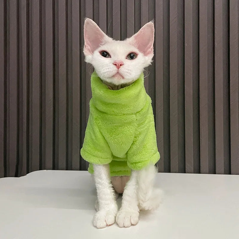 Petspuff Turtleneck Plush Cat Jumper – Warm Sweater for Hairless Cats & Small Dogs
