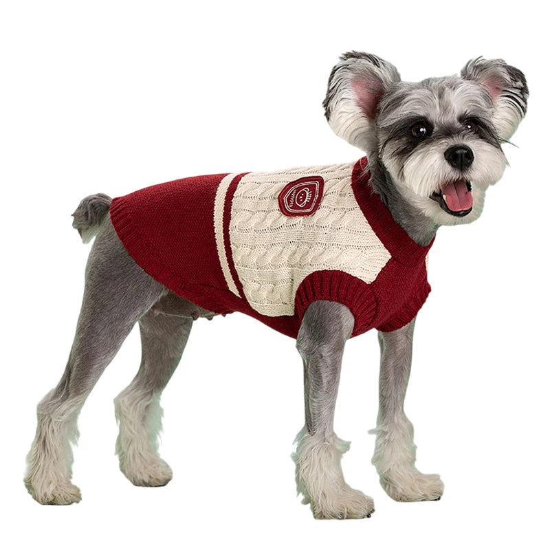 Petspuff College Style Knitted Dog Jumper – Warm Sweater Vest | Small & Medium Dogs and Cats