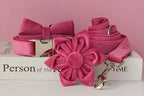 Petspuff Velvet Dog Collar & Lead with Flower or Bow – Soft & Durable for Medium & Large Dogs | S–XL