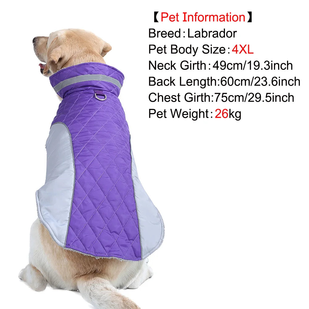 Petspuff Reflective Plaid Fleece Dog Coat – Waterproof High-Neck Jacket | Small to Large Dogs