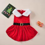 Petspuff Santa Dog Dress – Red Velvet Christmas Costume | Small Dogs & Cats