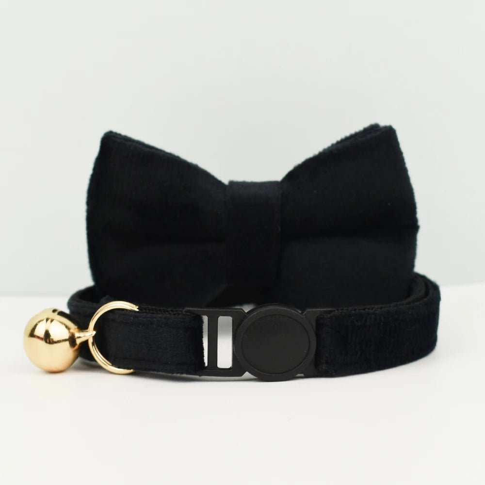 Petspuff Velvet Cat Collar with Bow Tie & Breakaway Safety Buckle – 14 Colours - Petspuff