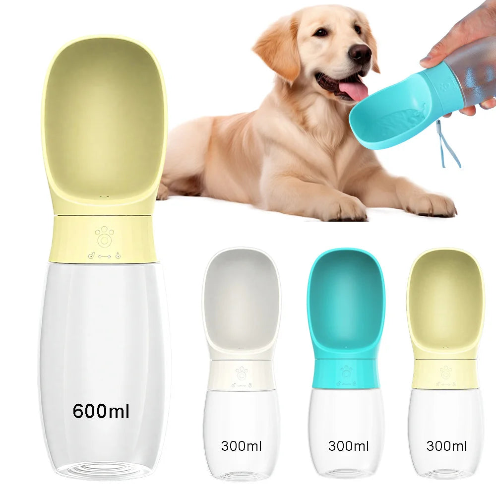Petspuff Portable Dog Water Bottle with Feeder – 300ml / 500ml Leakproof | Dogs & Cats
