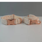 Petspuff Personalised Lace Dog Collar & Lead – Gold or Rose Gold, Engraved Nameplate | Wedding