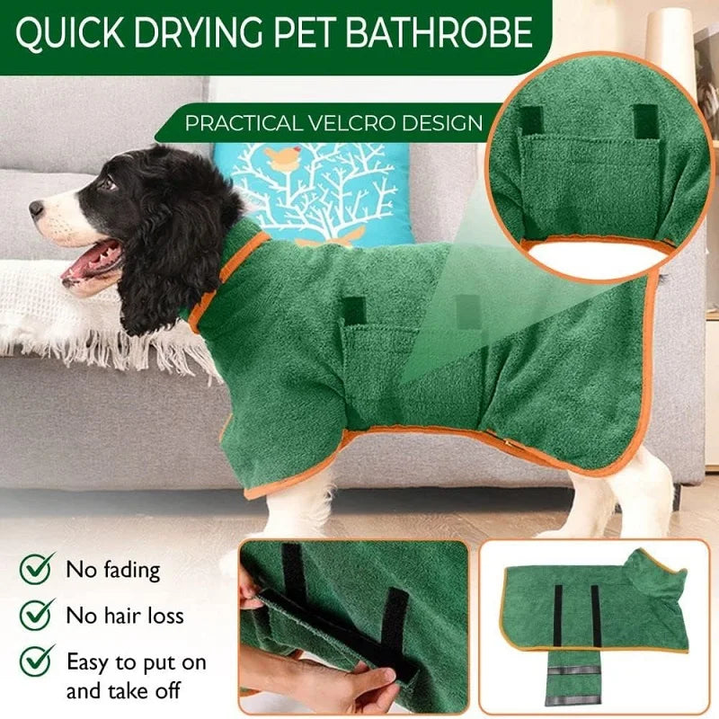 Petspuff Dog Drying Coat – Super Absorbent Microfibre Bathrobe | XS to XL Dogs