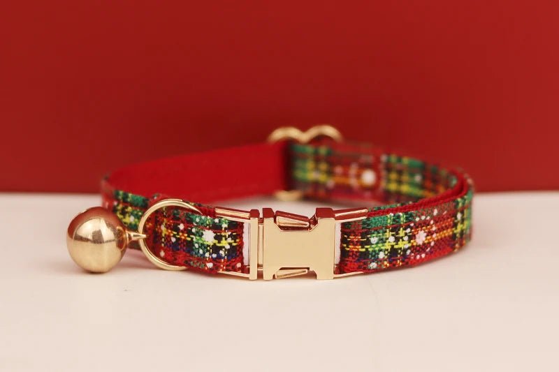 Petspuff Christmas Cat Collar with Bell & Bow – Festive Braided Kitten Collar | 2 Sizes