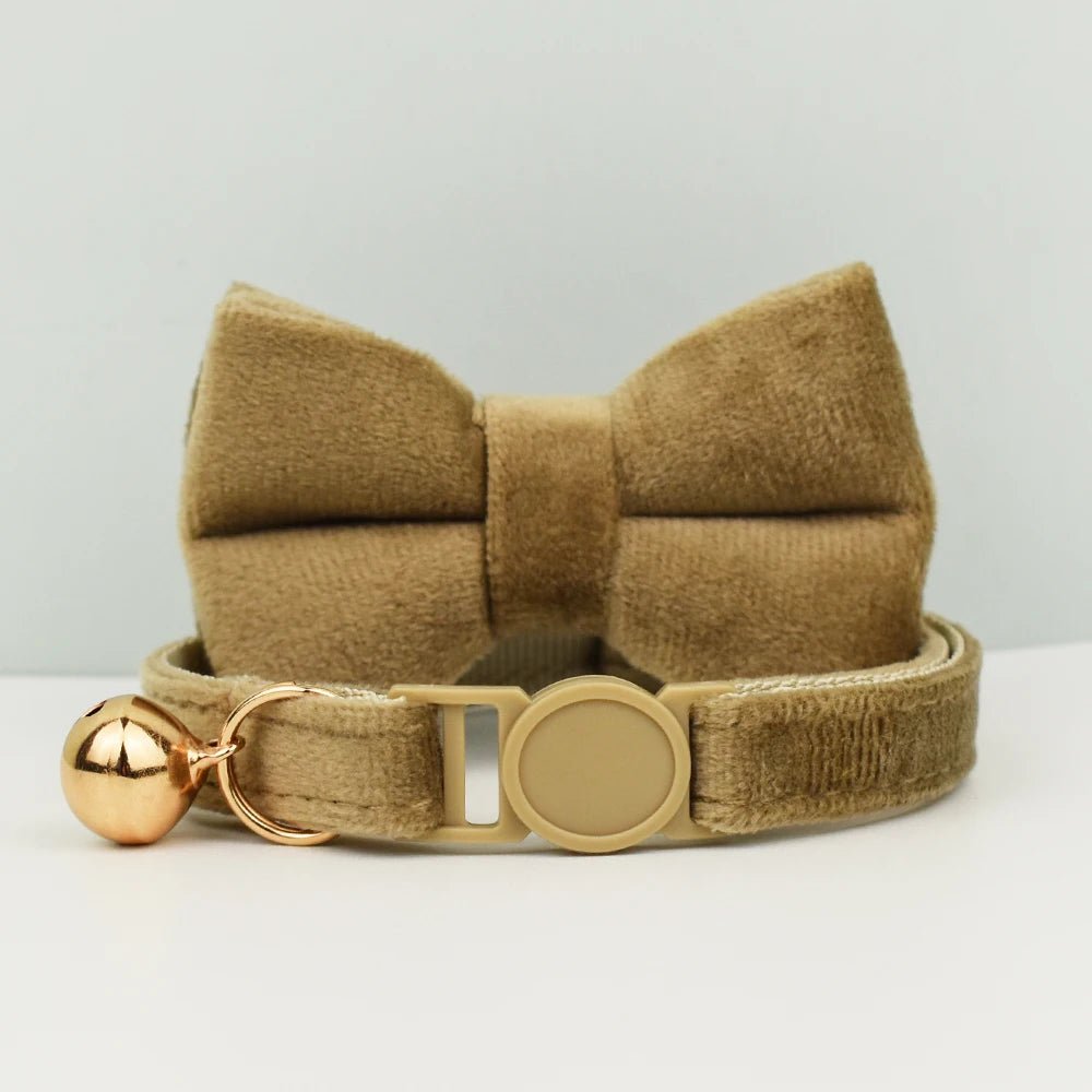 Petspuff Velvet Cat Collar with Bow Tie & Breakaway Safety Buckle – 14 Colours - Petspuff