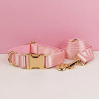Petspuff Personalised Pink Crystal Print Dog Collar, Harness & Lead Set – Engraved Name Tag & Bow - Petspuff