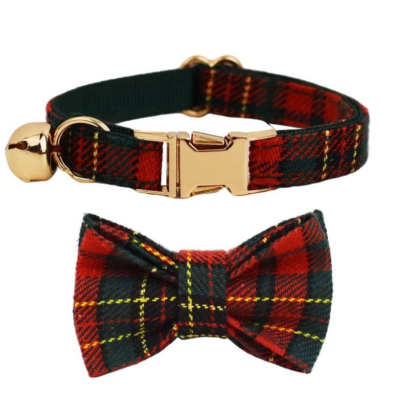 Petspuff Personalised Bow Cat Collar with Bell & Safety Buckle – Engraved Name Tag | 6 Colours