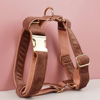 Petspuff Personalised Dusty Pink Velvet Dog Collar & Lead Set – Engraved Name Tag, Bow & Harness