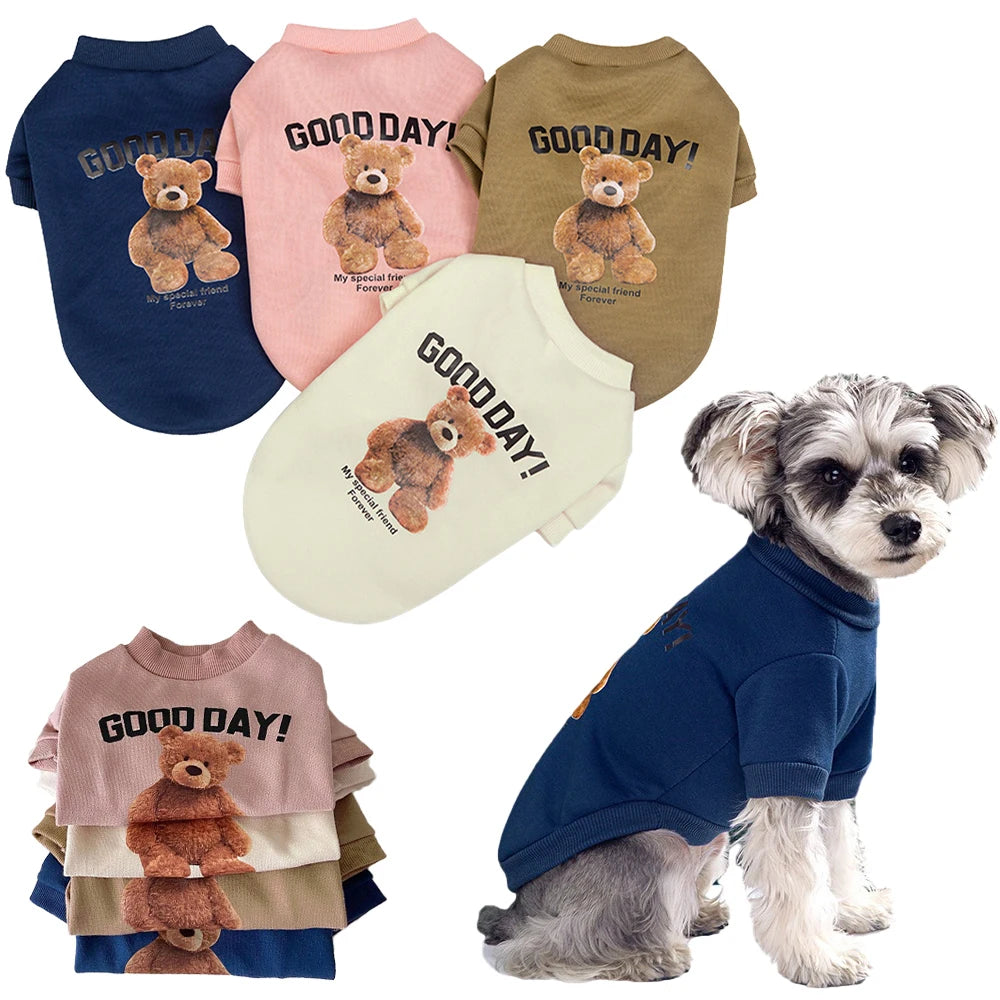 Petspuff Bear Pattern Fleece Dog Coat – Cute Winter Jacket | Small & Medium Dogs and Cats