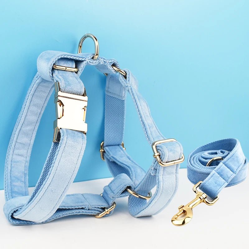 Petspuff Personalised Dog Harness & Lead Set with Poop Bag Holder – Engraved Name Tag | 19 Designs - Petspuff