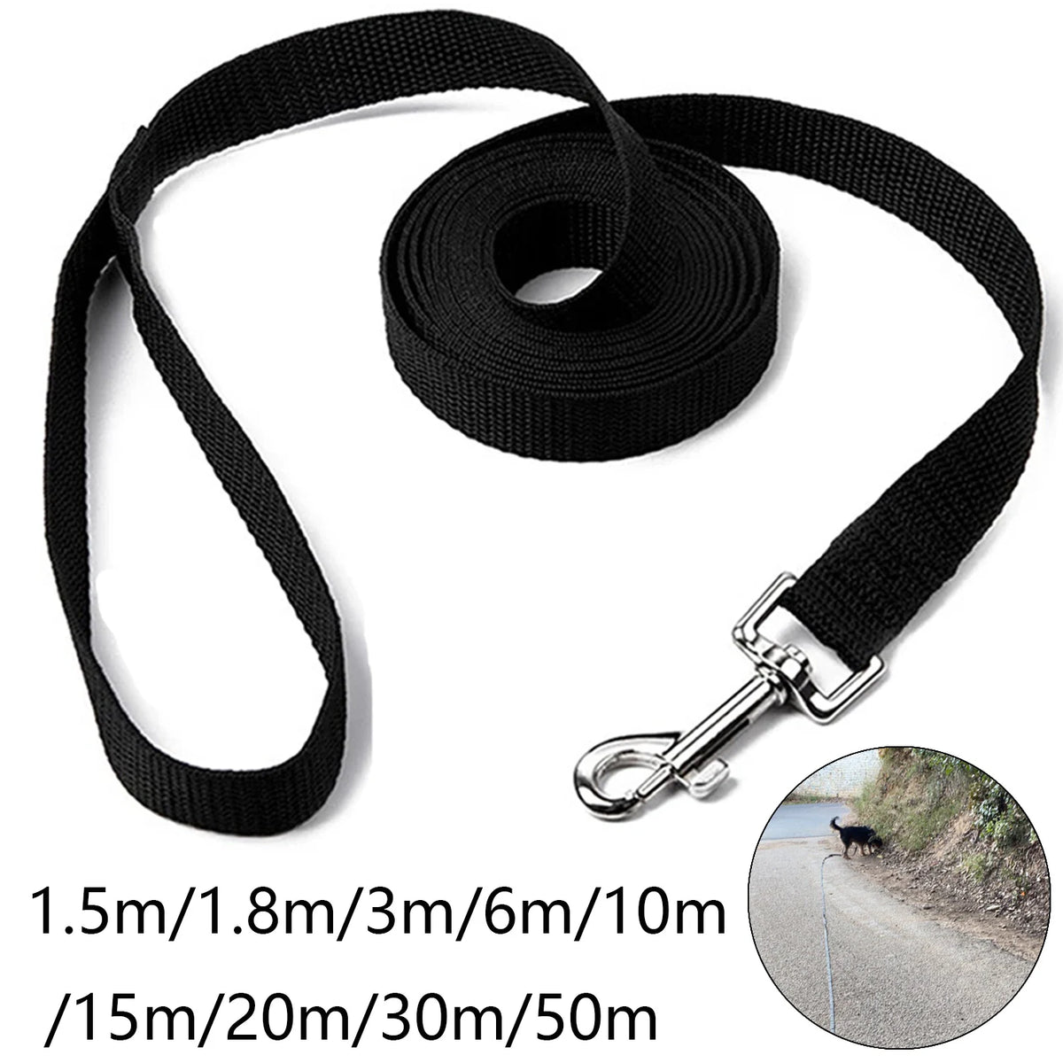 Petspuff Heavy-Duty Long Dog Lead – 2cm Nylon Line 1.5m to 50m | Small to Large Dogs