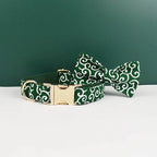 Petspuff Green Leaf Print Cotton Dog Collar, Harness & Lead Set with Bow – XS–XL