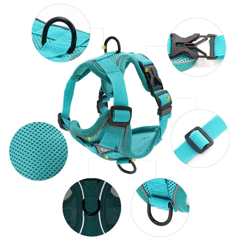 Petspuff Reflective Dog Harness & Lead Set – Adjustable Padded Vest | Small & Medium Dogs and Cats