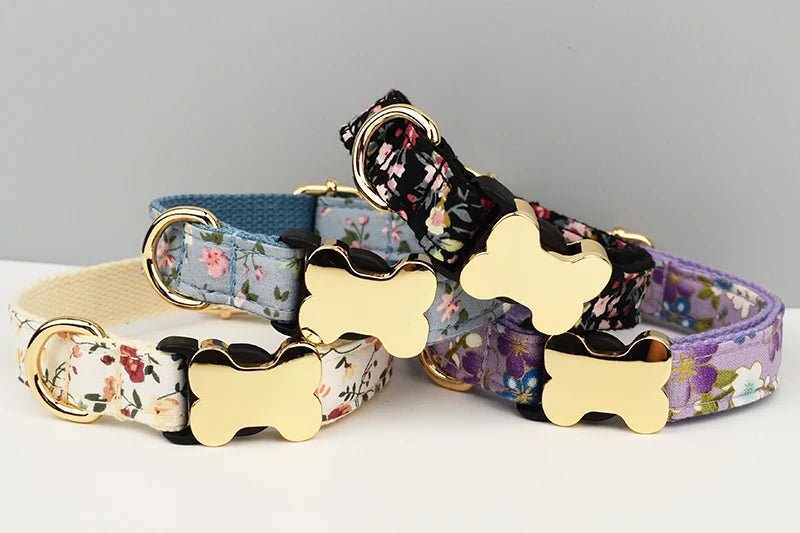 Petspuff Personalised Dog Collar with Engraved Bone Nameplate – Anti-Lost ID Collar | 14 Designs - Petspuff