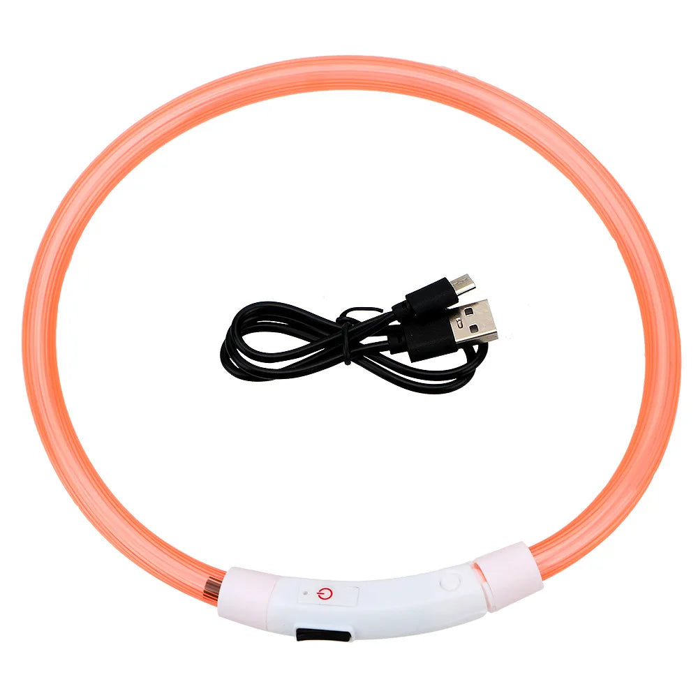 Petspuff USB Rechargeable LED Dog Collar – Glow Safety Light for Night Walks | Cut to Fit
