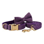 Petspuff Personalised Corduroy Dog Collar & Lead Set – Engraved Name Tag, Bow, Harness & Poop Bag