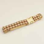Petspuff Personalised Plaid Dog Collar, Harness & Lead Set – Engraved Nameplate & Bow | XS–XL