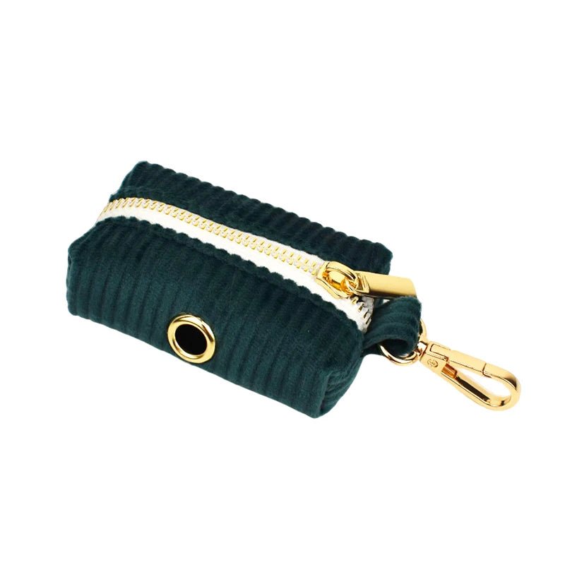 Petspuff Personalised Forest Green Corduroy Dog Collar & Lead Set – Engraved Name Tag, Bow & Harness - Petspuff