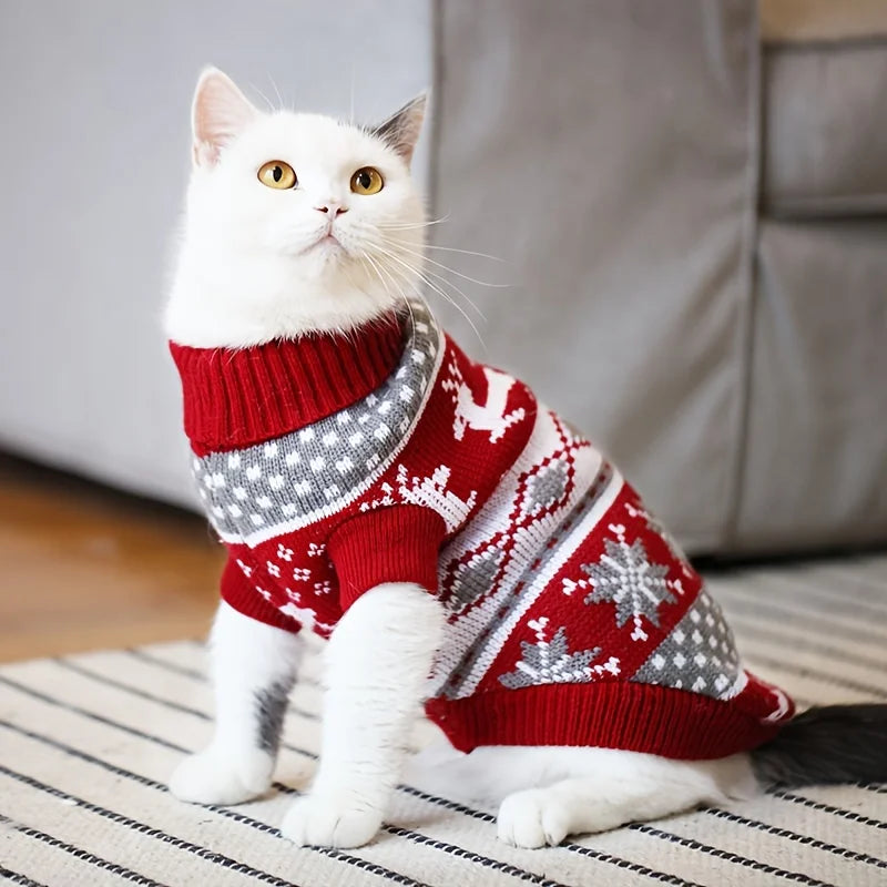 Petspuff Christmas Dog Jumper – Fair Isle Reindeer Knit | Small Dogs & Cats