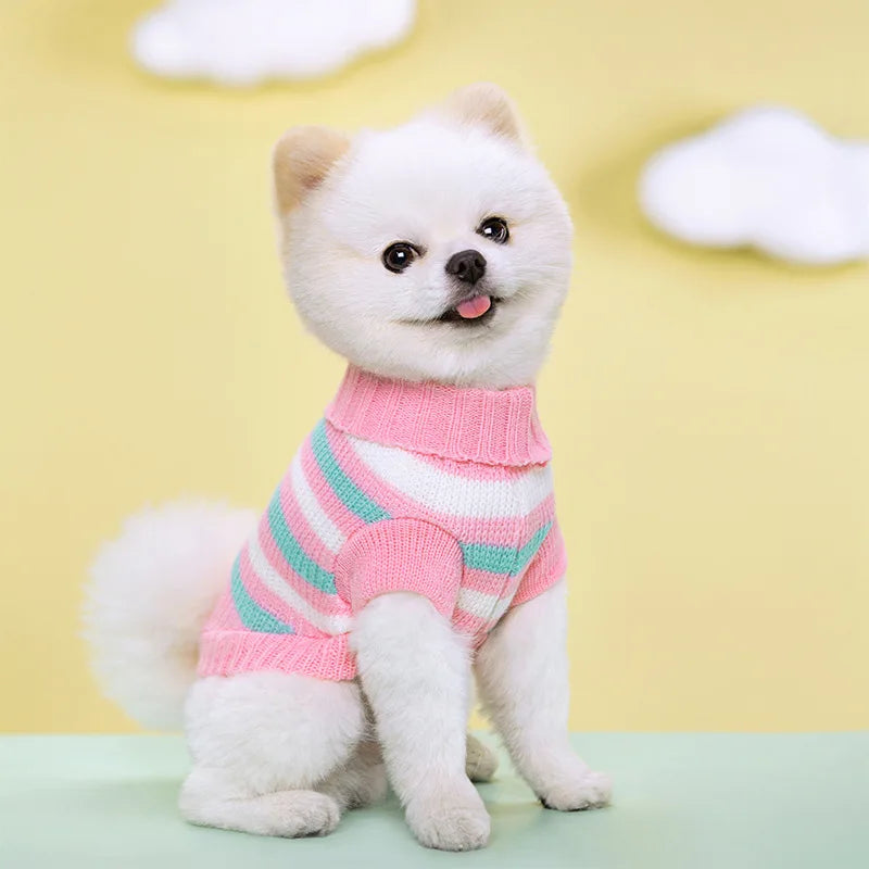 Petspuff Turtleneck Knitted Dog Jumper – Soft Warm Sweater | Small & Medium Dogs and Cats