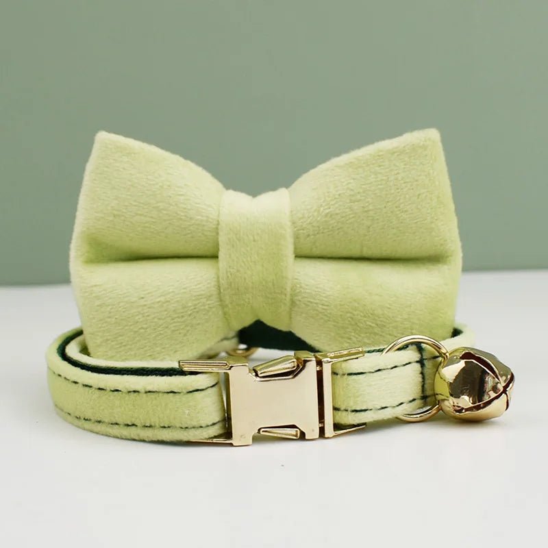 Petspuff Personalised Velvet Cat Collar with Bow & Bell – Engraved Name Tag | Kittens & Cats - Petspuff