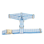Petspuff Personalised Plaid Dog Collar, Harness & Lead Set – Engraved Name Tag & Bow | Style 29