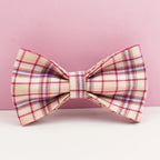 Petspuff Personalised Pink Plaid Dog Collar, Harness & Lead Set – Engraved Name Tag & Bow - Petspuff