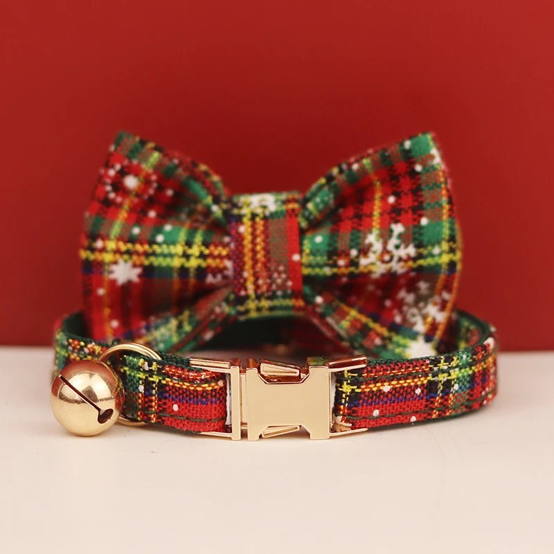 Petspuff Christmas Cat Collar with Bell & Bow – Festive Braided Kitten Collar | 2 Sizes