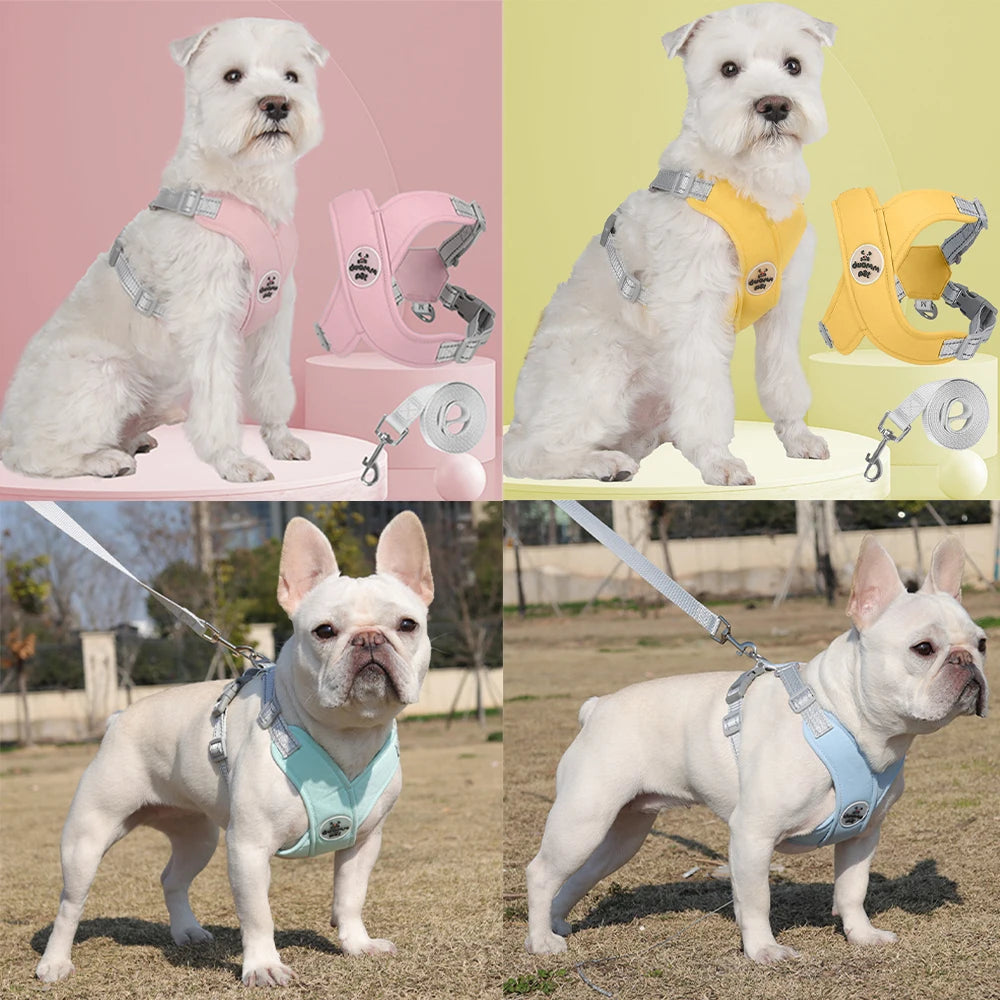Petspuff Pastel Harness & Lead Set – Reflective Breathable Vest Harness | Small & Medium Dogs