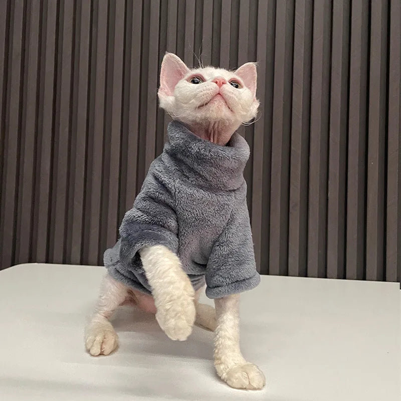 Petspuff Turtleneck Plush Cat Jumper – Warm Sweater for Hairless Cats & Small Dogs