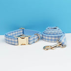 Petspuff Personalised Plaid Dog Collar, Harness & Lead Set – Engraved Name Tag & Bow | Style 29