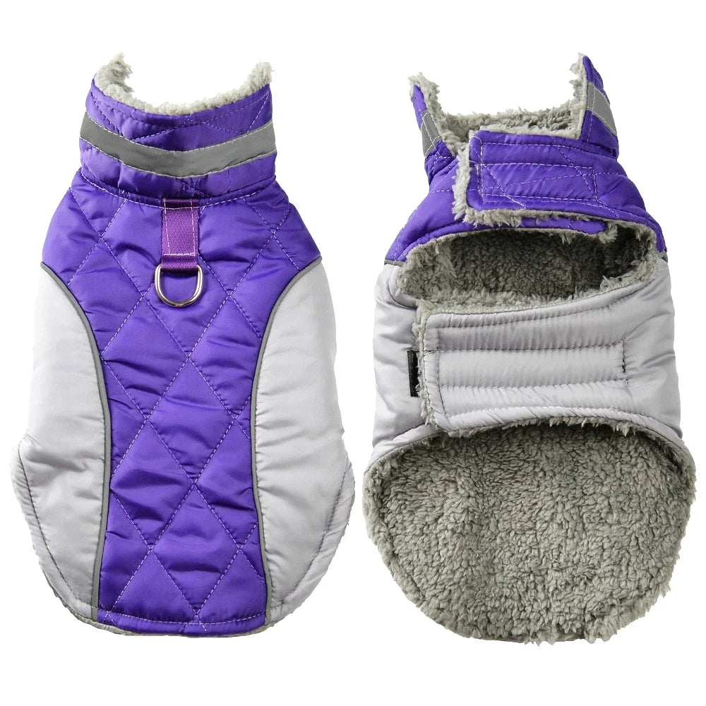 Petspuff Reflective Plaid Fleece Dog Coat – Waterproof High-Neck Jacket | Small to Large Dogs