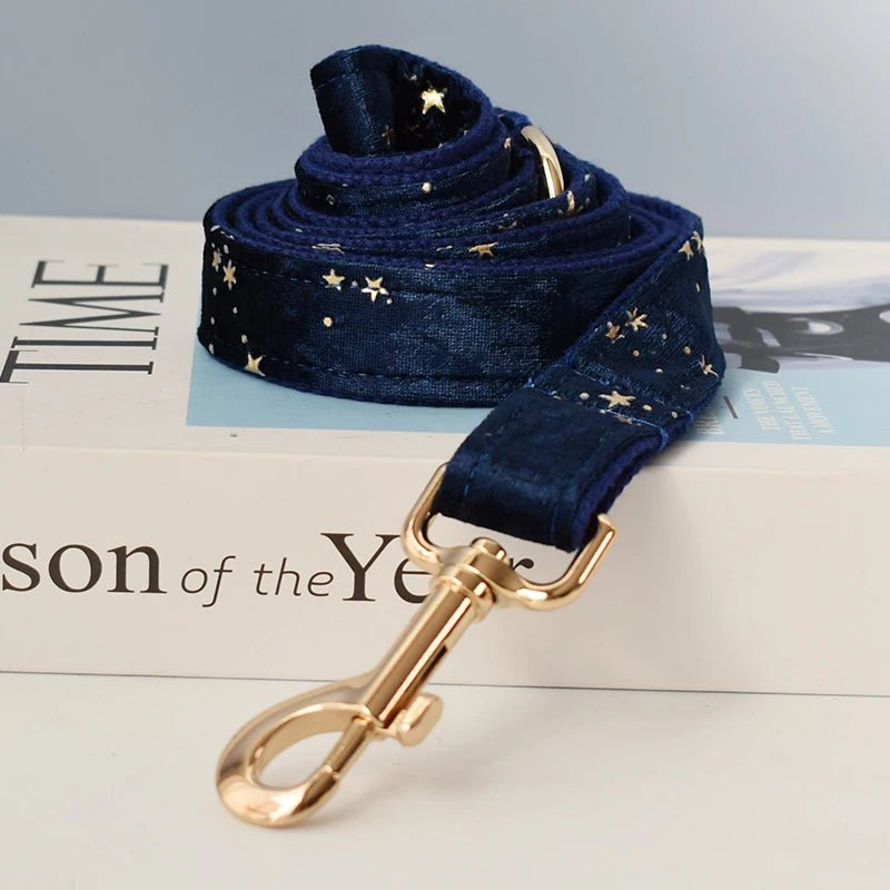Petspuff Personalised Bow Dog Harness & Lead – Engraved ID Tag, Gold Hardware | S–XL - Petspuff