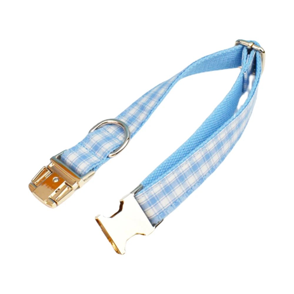 Petspuff Personalised Plaid Dog Collar, Harness & Lead Set – Engraved Name Tag & Bow | Style 29