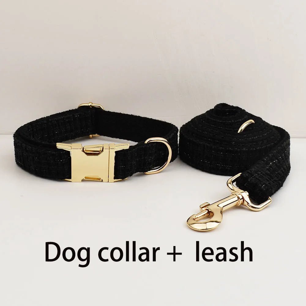 Petspuff Personalised Dog Collar with Free Engraved ID Tag – Matching Lead, Harness & Bow Set
