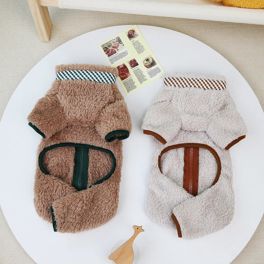 Petspuff Soft Fleece Dog Jumpsuit with Zip & Lead Ring – Winter Onesie | Small Dogs & Puppies