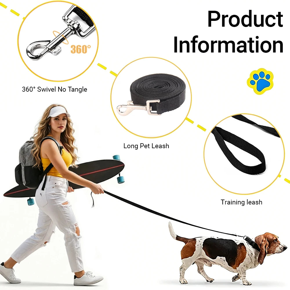 Petspuff Nylon Recall Training Lead – Extra-Long Lead 1.5m to 50m | Puppies & Dogs