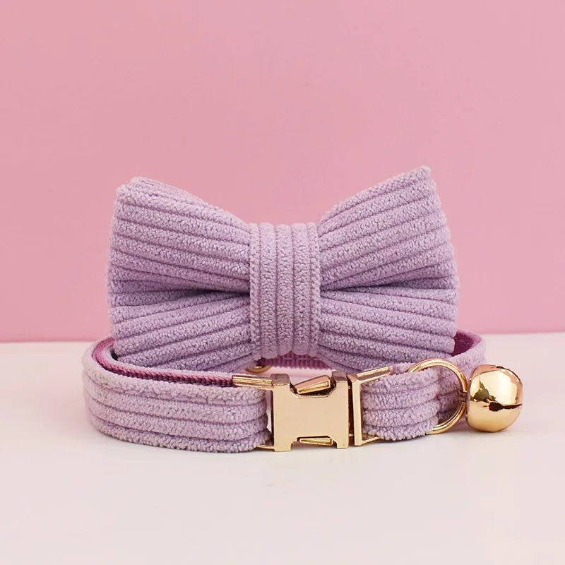 Petspuff Personalised Cat Collar with Bell & Bow – Engraved ID Tag | Adjustable, 5 Colours
