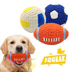 Petspuff Squeaky Latex Dog Ball – Football, Volleyball & Rugby Ball Toys | Small to Large Dogs