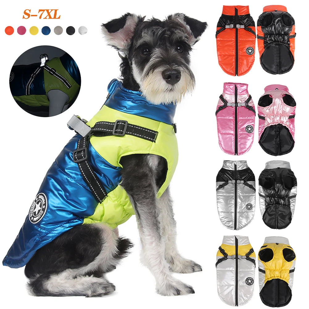 Petspuff Waterproof Padded Dog Coat with Built-In Harness – Winter Jacket | Small & Medium Dogs