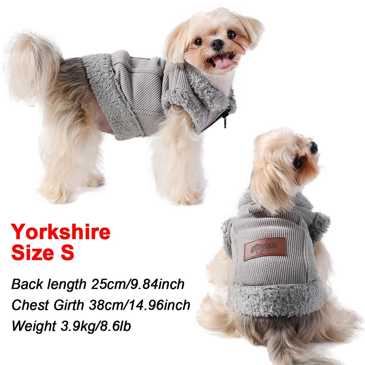 Petspuff Thick Fleece Dog Jacket – Windproof Winter Coat with D-Ring | Small Dogs & Cats
