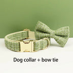 Petspuff Personalised Lime Green Dog Collar, Harness & Lead Set – Engraved Nameplate & Bow